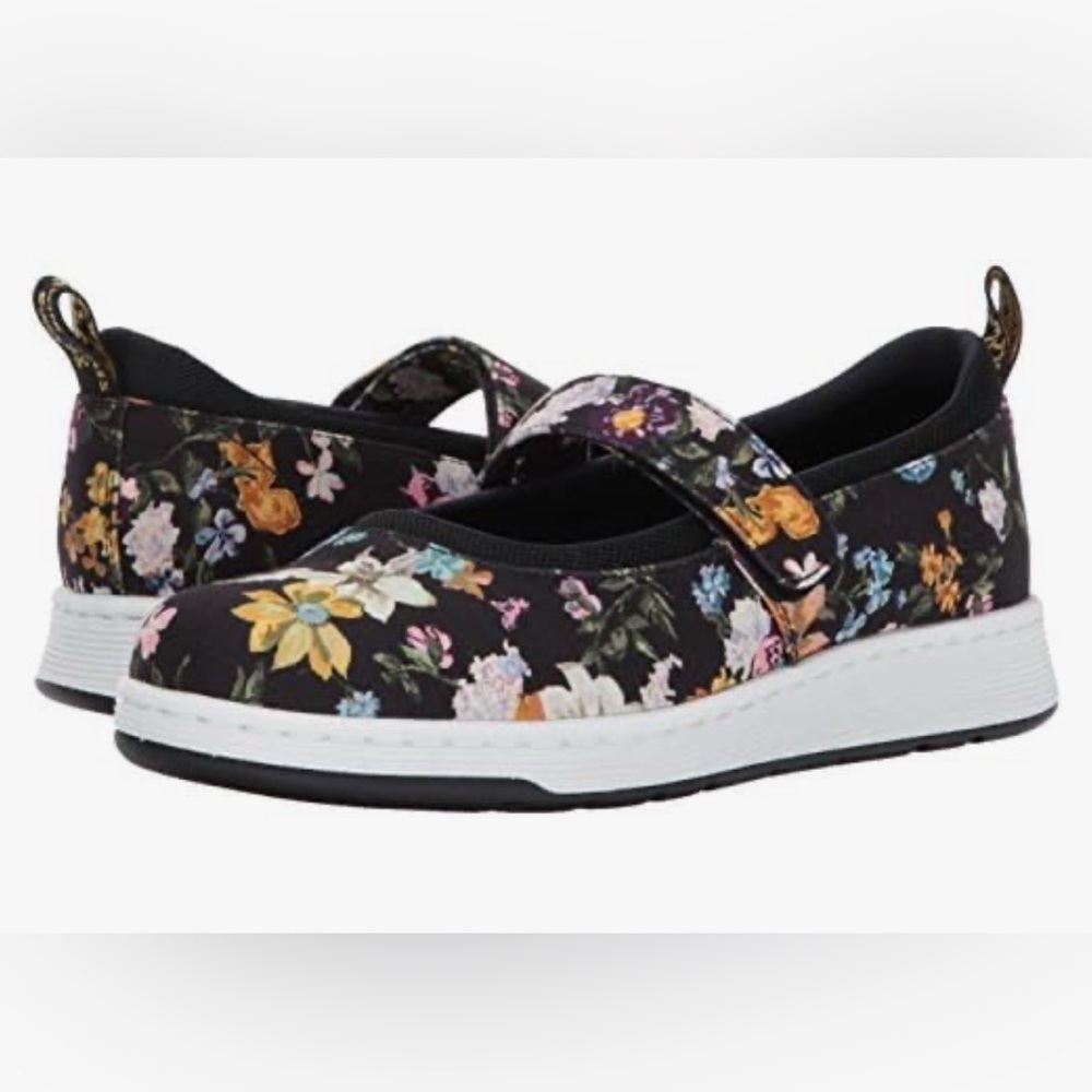 Dr. Martens Womens Askins Darcy Floral Black Canvas Shoes Size 7 - Picture 1 of 10
